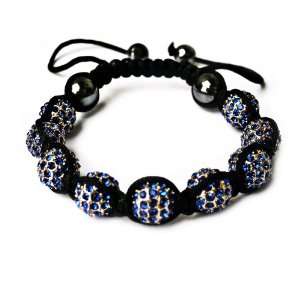  Blue Crystal Beads Disco Ball Adjustable Bracelet Beauty