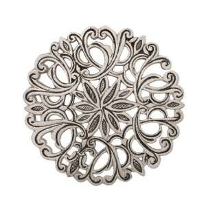  Aluminum Trivet   Round Oriental Flower   silver 