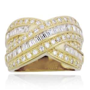   Gold Over Sterling Silver and Cubic Zirconia X Factor Ring Jewelry