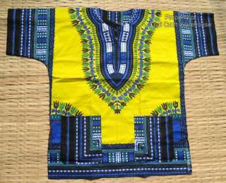 Bright Yellow African Tribal Cotton DASHIKI Shirt sz3XL  
