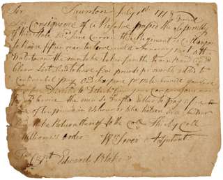 Revolutionary War Pay Order, July 1st 1778  