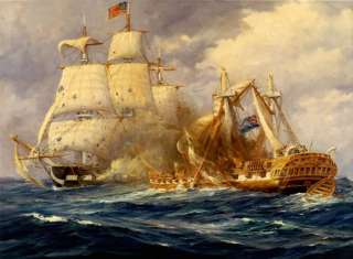 The US Navy frigate USS Constitution defeats the British frigate HMS 
