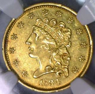 1834 Classic $2.50 Gold Quarter Eagle NGC MS 62  