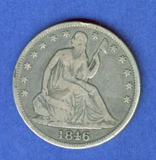 1846 SEATED LIBERTY HALF DOLLAR VG+ VERY GOOD+ CONDITION  