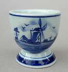 Vtg EGG CUP HOLDER Delftsblauw DELFT Holland WINDMILL Scene Blue White 