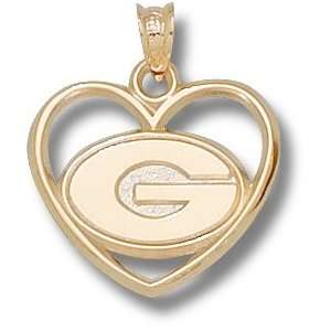  Georgia Bulldogs Logo Heart Pendant 14K Gold Jewelry 