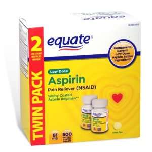  Equate Low Dose 81 mg Aspirin Pain Reliever, 250 Enteric 