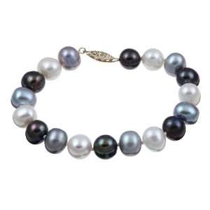   Multi colored Freshwater Pearl 7.25 inch Bracelet (9 10 mm): Jewelry