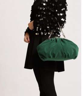 Velvet Clasp Evening Handbag Clutch Purse Bag Red, Green Emerald 