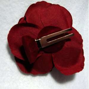  Rich Dark Red Velvet Hair Flower Clip: Beauty