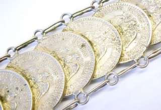 Vintage Mexican Silver Coin Bracelet (20 cent) ~ 7 1/2  