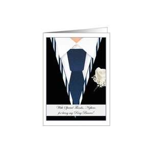Tux Thank you Nephew for being Ring Bearer Paper Greeting Cards Card