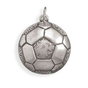 925 Sterling Silver Oxidized Large Soccer Ball Charm  