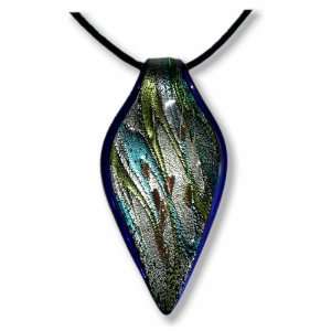   European Style Dichroic Glass Pendant Tear Drop AA1 