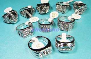 Wholesale lot of 30pieces Rhinestone Mans Silver rings  