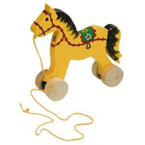  Wooden Pull Toy   Horse: Toys & Games