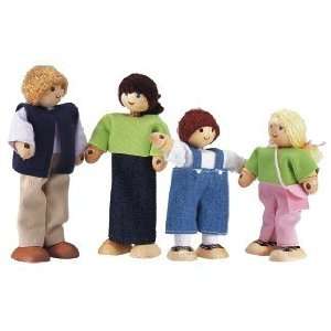  Poseable Wooden Dollhouse Family   Caucasian Set Toys 