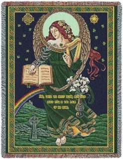 CELTIC BLESSINGS POEM IRISH ANGEL, REGAL TAPESTRY BLANKET AFGHAN THROW 