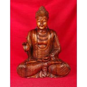  Miami Mumbai Buddha Sitting   Teak   16 Wood Statue 