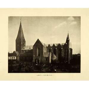  1909 Print Aarhus Cathedral Gothic Tower Denmark Jutland 