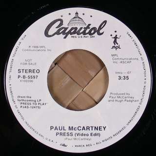 Beatles ★ Paul McCartney ★ Press ★ PROMO 45 w/PS MINT Unplayed 