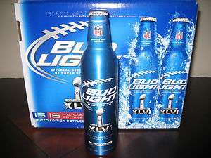 Super Bowl XLVI Indianapolis 2012 Bud Light aluminum bottle EMPTY 