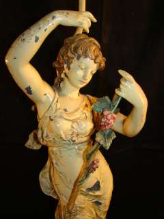 Antique FRENCH ART NOUVEAU Lady STATUE Old FRANK MOREAU Figural 
