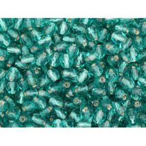  Fire Polished Bead 4mm Bondi Blue Silver Lined (100pc Pack 