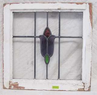 Antique Stained Glass Window 3 color Purple Tulip  