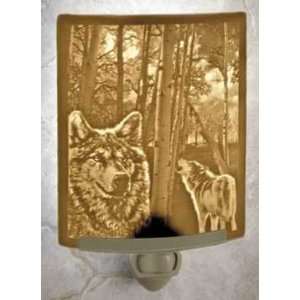  Wolves   Lithophane Curved Porcelain Night Light