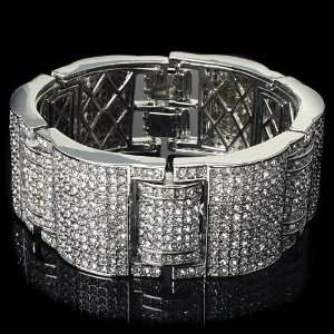  ICED OUT Platinum Style Clear Cubic Zirconia Hip Hop Bracelet Jewelry