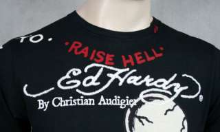 ED Hardy Mens Studded T shirt flying ace Skull Jaguar  