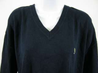 CUTTER & BUCK Navy Cotton V neck Sweater Top Sz L  