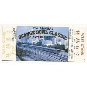 1985 Orange Bowl Game Unused Ticket Oklahoma Washington 