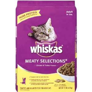 Whiskas Meaty Selections Dry Cat Food, 15 Pound  Grocery 