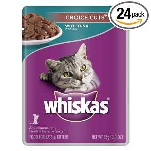 Whiskas Choice Cuts with Tuna in Sauce Food for Cats, 3 Ounce Pouches 