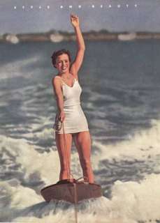 1936 print Woman surfing behind the motor boat Style and Beauty  