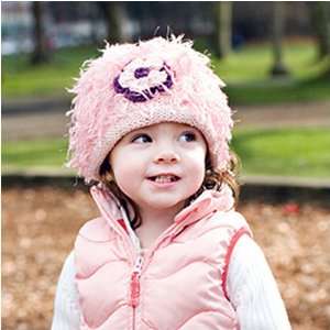   Baby Girls Pink Flower Shaggy Winter Hat Girl 12M 24M: zooni: Baby