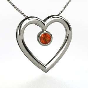   My Heart Pendant, Round Fire Opal Sterling Silver Necklace: Jewelry