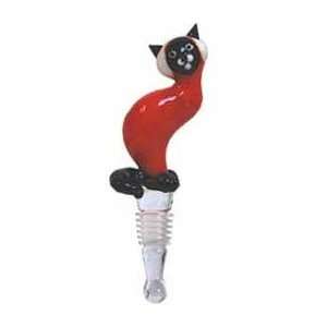  Hand blown Glass Red Cat Wine Stopper by Yurana Designs 
