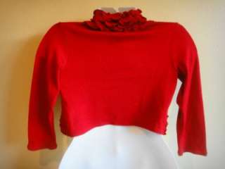 2b Bebe NEW True Red Long Sleeve Ruffle Bolero Short Sweater Crochet 