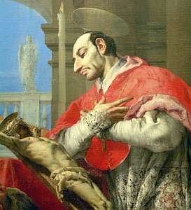 jpg detail of a painting of Saint Charles Borromeo by Giovanni 