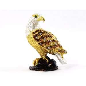  Metal Jeweled Eagle Hinged Trinket Box with Magnetic 
