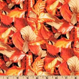   Wind Medium Leaves Orange Fabric By The Yard Arts, Crafts & Sewing