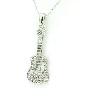 Trendy Rock N Roll Acoustic Guitar Charm Necklace with 