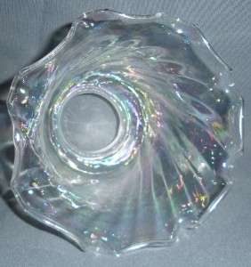 IRRIDESCENT GLASS RUFFLED LAMP SHADE VINTAGE CRYSTAL  