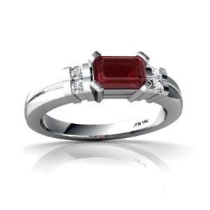    14K White Gold Emerald cut Genuine Ruby Ring Size 4.5: Jewelry