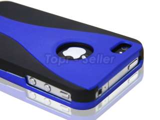 BLUE 3 Piece Hard Cover For iPhone 4S 4 4G Snap on Cup Case + Screen 