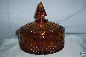 Vintage Indiana Glass Amber Covered Candy Dish  Princess  Mint!  