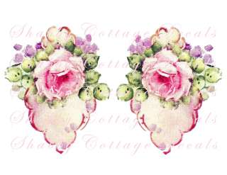 PINK Sweet Cottage ROSES~FRENCH SCROLL BOUQUETS Decals  